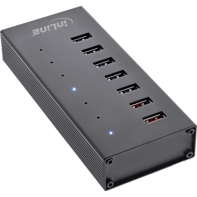 InLine® USB 3.2 Gen.1 Hub 7 Port Aluminium Housing Black