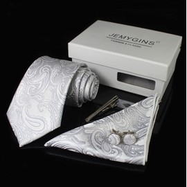 JEMYGINS Men's Necktie, Paisley Pattern, Pin, Cuffs, Button, Chief, Business, Job Hunting, Weddings, School Entrance Ceremonies, Graduations, After-parties, Funerals, Parties, Father's Day, Present,