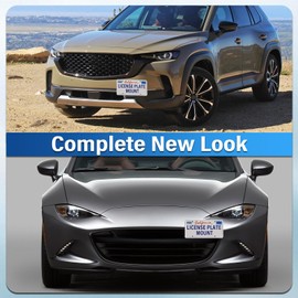 Front Bumper License Plate Mount Compatible with 2014-up Mazda3 Mazda6, 2013-up Mazda CX-5, 2016-up Mazda MX-5, 2003-2007 Mazda RX-8 No Drill Tow Hook License Plate Frame Anti-Theft Bracket Holder