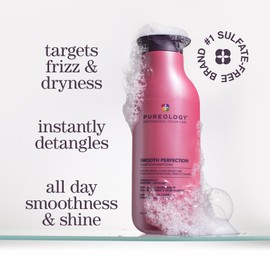 Pureology Smooth Perfection Shampoo - For Frizzy and Color Treated Hair, Smooths Hair & Controls Frizz, Sulfate-Free & Vegan, 33 Fl Oz