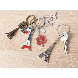 Juvale Paris Landmark Icons Keychain, 6-Pack of France Souvenir Key Rings, 6 Designs Including Eiffel Tower, French Flag, and Arc de Triomphe