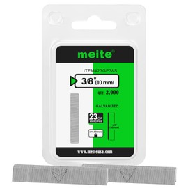 meite 23 Gauge Pin Nails, 3/8 Inch Micro Headless Pins - Galvanized 23GA Pins Nails for Nail Gun, Ideal for Fine Woodworking and Trim Work (2,000 Counts)