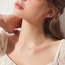Clearine Molecule Structure Necklace 925 Sterling Silver Luck Neurotransmitter Serotonin Chemistry Jewellery Gift for Science Lovers, Sterling Silver, Cubic Zirconia