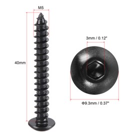 sourcing map Hex Socket Self Tapping Screws, M5 x 40mm Carbon Steel Wood Screw 50pcs