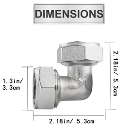 Jingzan 2PCS 3/4" Elbow Air Piping Fittings, Brass-Nickel Plated 3/4" Equal Elbow Air Tubing Fittings Compatible with Maxline Shop Garage Compressed Air lineTube System Kit