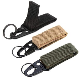 Floatdream Pack of 3 Duty Belt Keeper, Tactical Hanging Belt Carabiner, Belt Carabiner Made of Nylon Belt Keeper, for Camping, Hiking (3 Colours)