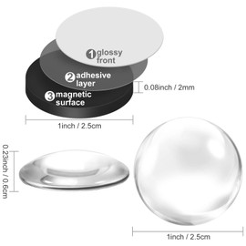 72 Pieces Craft Magnets Glass Ceramic Ferrite Magnet with Adhesive Backing and Transparent Clear Glass Cabochons for DIY Craft Fridge Refrigerator Pendants(1 Inch,Round)