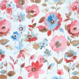 No. 918 Dora Floral Microfiber 3-Piece Kitchen Curtain Set, 54" x 36", Coral Orange