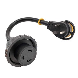Parkworld 61179 RV 30A Locking Splitter Adapter Cord TT-30P to TT-30R & L5-30R 30A 125V 1.5 Feet