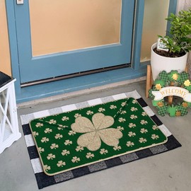 Artoid Mode Envelope Shamrock St. Patrick's Day Doormat, Home Decor Low-Profile Switch Rug Door Mat Floor Mat for Indoor Outdoor 17x29 Inch