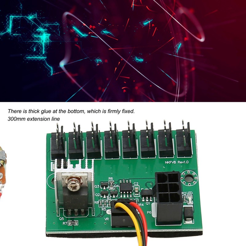 PWM Fan Hub DC 12V 8 Way PC Fan Speed