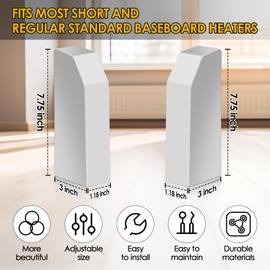Saillong 2 Pack End Caps for Baseboard Heater Covers, Includes Left and Right Radiator Cover, Fits Most Standard Baseboard Heaters, Baseboard Cover Can be Trimmed to Exact Size, Gas Heaters Only