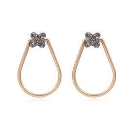 Lightweight Acrylic Stone Druzy Crystal Geometric Delicate Earrings - Sparkly Polygon, Circle, Star, Bolt Chain Dangles (Druzy U Hoop - Flower)