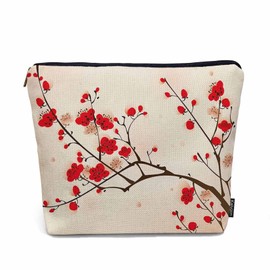 Kalygon Makeup Bag Cherry Blossom Makeup Bags For Purse Pouch, Spring Japanese Cherry Tree Travel Toiletry Bag Cosmetic Bag Makeup Bags Flax Makeup Organizer Bag Pencil Pouch For Man Woman, Pink