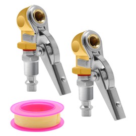 Air Chuck,2 Pack 1/4 Inch Female NPT Closed Ball Tire Chuck with Clip,Locking Tire Inflator,2-Way Connection Clip-On for Truck RV Auto Car Air Compressor