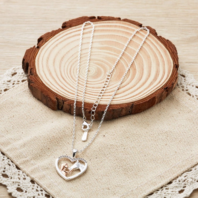 Philip Jones Girl and Horse Heart Necklace Created with Zircondia®