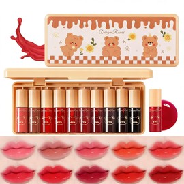 10 Colors Lip Gloss Set, Lip Stain Long Lasting Waterproof, Lip Tint Stain, Korean Lip Tint, Lip Gloss for Women, Lip Gloss Set, Lip Oil Stain, Cute Stuff, Non-Stick Cup, Vivid Color