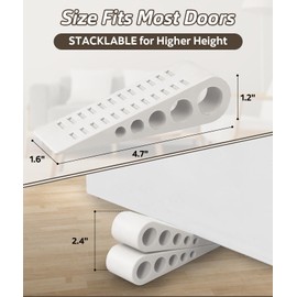 4 Pack Door Stops for Bottom of Door, Rubber Door Stopper Wedge with Holder, Door Holder to Keep Door Open, Wall Protector for Home & Office & School, White