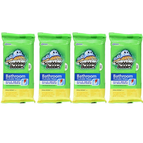 Scrubbing Bubbles Flushable Bathroom Wipes, 36 Count, 4-Pack