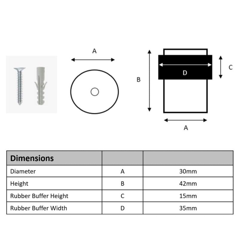 HANDLEZONE® 4 Pack Floor Mounted Door Stop 30mm x 40mm,