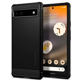 Spigen Pixel6a Case, TPU Soft Case, US Military MIL Listed Shockproof Shock Absorption Anti-Scratch Camera Protection Rugged Armor ACS04476 (Matte Black)
