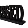 Decor Black Wood Blessed Cut-Out Standing Tabletop Sign Block Letters
