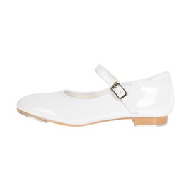 Linodes Economy Unisex-Child Easy Slide Buckle Tap Shoe for Girls and Boys Maryjane Dance Flat-Shiny White-9M-Toddler