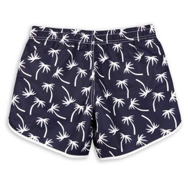 Womens Board Shorts Beach Quick Dry Fabric Swim Slim Trunks Ocean Travel Sports (XS, Carton Coco-Blue)