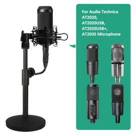 Rigych AT2020 Table Microphone Stand, Adjustable Microphone Holder with Microphone Spider, Weighted Metal Base, for Audio Technica AT2020 AT2020USB AT2020USB+ AT2035 Microphone