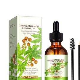 Aceite de ricino negro jamaicano, 100% puro y orgánico, orgánico prensado en frío para el crecimiento del cabello, nutrición de cejas e hidratación de