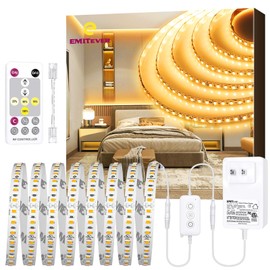 EMITEVER LED Strip Lights Kit Warm White with Remote & 24V Power Supply,16.4ft Dimmable Tape Light 2700K, High Density 600LEDs, 240+LM/FT, CRI95+, Suitable for Bedroom Kitchen Under Cabinet Lighting