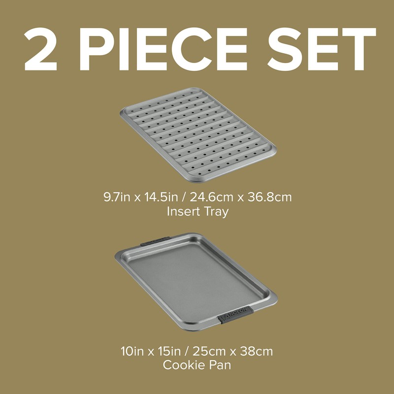 Anolon 2-Piece Steel Crisper Pan Set, Graphite