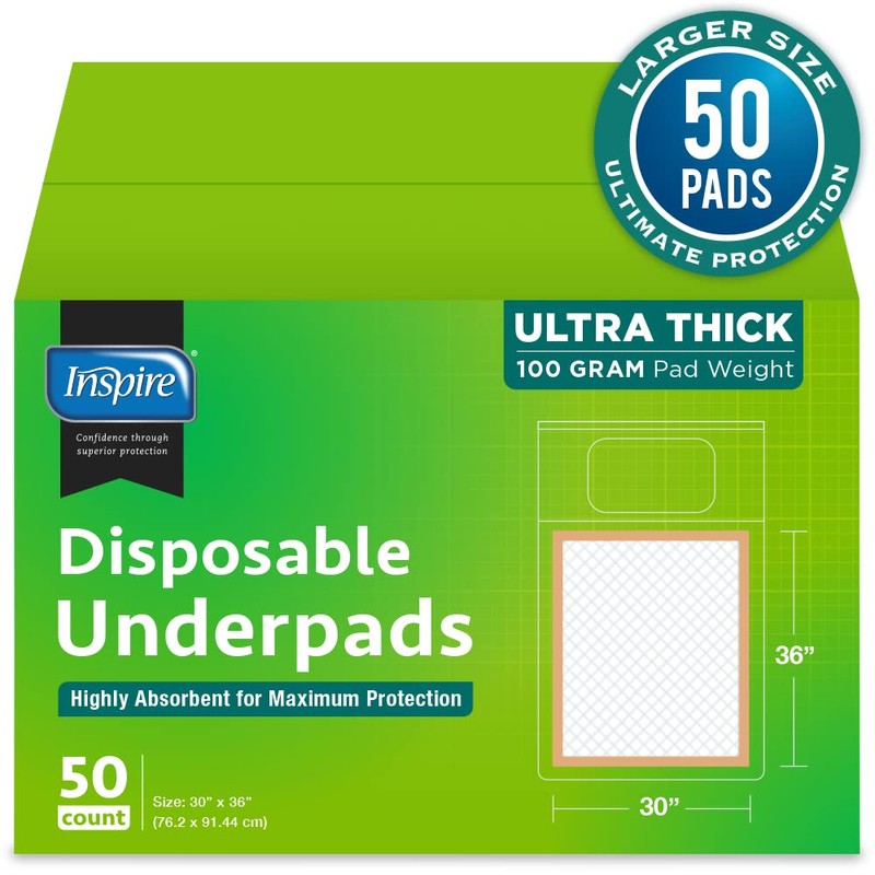 Inspire Extra Large Super Absorbent Disposable Bed Pads for Chronic
