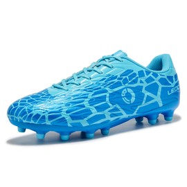 LEOCI Men's Soccer Cleats Women's Football Shoes Unisex Outdoor Rugby Boots Blue/Light Blue