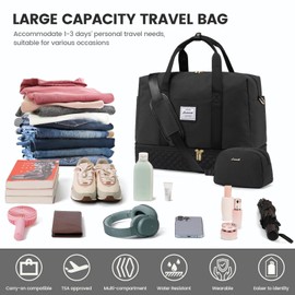 LOVEVOOK Travel Duffel Bag, 18inch Weekender Bags for Women with Shoe Compartment，35L Carry on Overnight Bag with Toiletry Bag, Gym Duffel Bag with Wet Pocket, Hospital Bags for Labor and Deliver