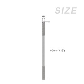 METALLIXITY Double Threaded Stud Bolt Rod Bolt M4 Screw 80mm Length 5pcs 304 Stainless Steel Home Repair