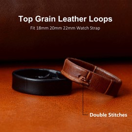 WOCCI 18mm Leather Watch Band Keeper, Holder Loop, Retainer Rings for Watch Strap (Brown)