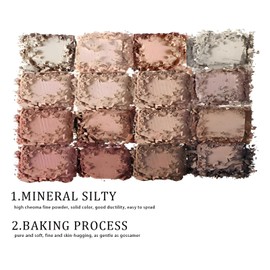 16 Color Nude Eyeshadow Palette for Women: Long-Lasting, Highly Pigmented Shimmer & Matte Mixable Makeup Palette with Waterproof Blendable Brown, Gray & Nude Tones for Day to Night Wear