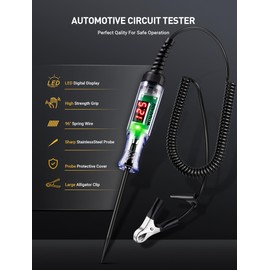 WINAMOO Automotive Test Light with 3-48V LED Digital Voltage Display, Auto Circuit Tester with Voltmeter & Dual Color Polarity Indicate, Electric Test Pen w/Stainless Probe for Car/Truck/SUV Checker