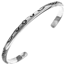 John Wayne Hammered Silver Skinny Cuff Unisex Sterling Navajo Bracelet 0017