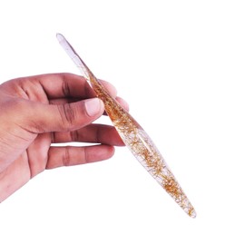 The Viking Ergonomic Crochet Hook, Handcrafted 7” Transparent Crystal Resin with Soft Grip Handle for Crocheting & Knitting – Ideal Gift for Crochet Lovers (1 Pc) (Brown, 5 mm)