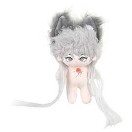 niannyyhouse Grey/White Cat Ears Boy Filled Body 20 cm Plush Doll Portable Clothing (1 with Skeleton)
