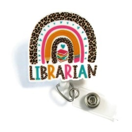 Librarian Badge Reel, Retractable Librarian Rainbow Badge Reel, Cute School Librarian Badge Holder, Librarian Gift, Research Librarian Name Tag Holder
