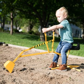 Fat Brain Toys Crane Digger - Metal Sandbox Excavator with Seat for Ages 3+