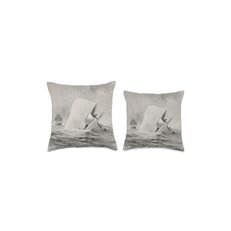 Moby Dick Whale Attacking a Whaling Ship (1892) Throw Pillow