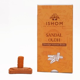 Ishom Smudge Incense Bricks - Palo Santo, White Sage, Sandal Oudh - 45 Bricks (Pack of 3)