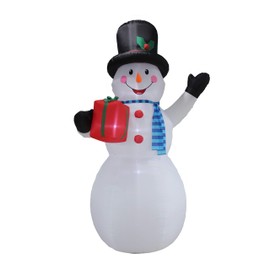 12 Foot Tall Huge Christmas Snowman Holding Gift Box Lighted Blowup Party Decoration for Outdoor Indoor Home Family Garden Yard Prop