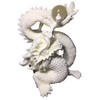 Chinese Feng Shui White Statue,Dragon Play Bead Statue, Hand-Carved Art
