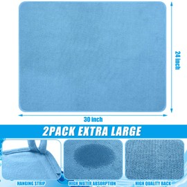 Hushee 2 Pack Extra Large Dish Drying Mat Microfiber Absorbent Dish Drying Pad Large Size Dishes Drainer Mats for Countertop, Sink, Refrigerator or Dryer (30 x 24 Inch,Blue)