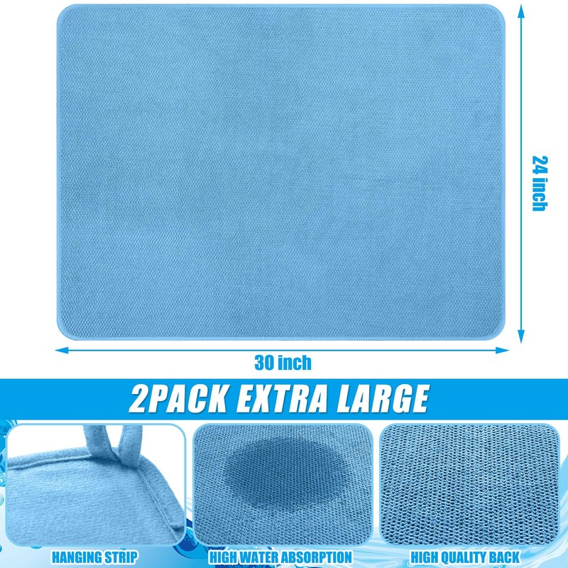 Hushee 2 Pack Extra Large Dish Drying Mat Microfiber Absorbent
